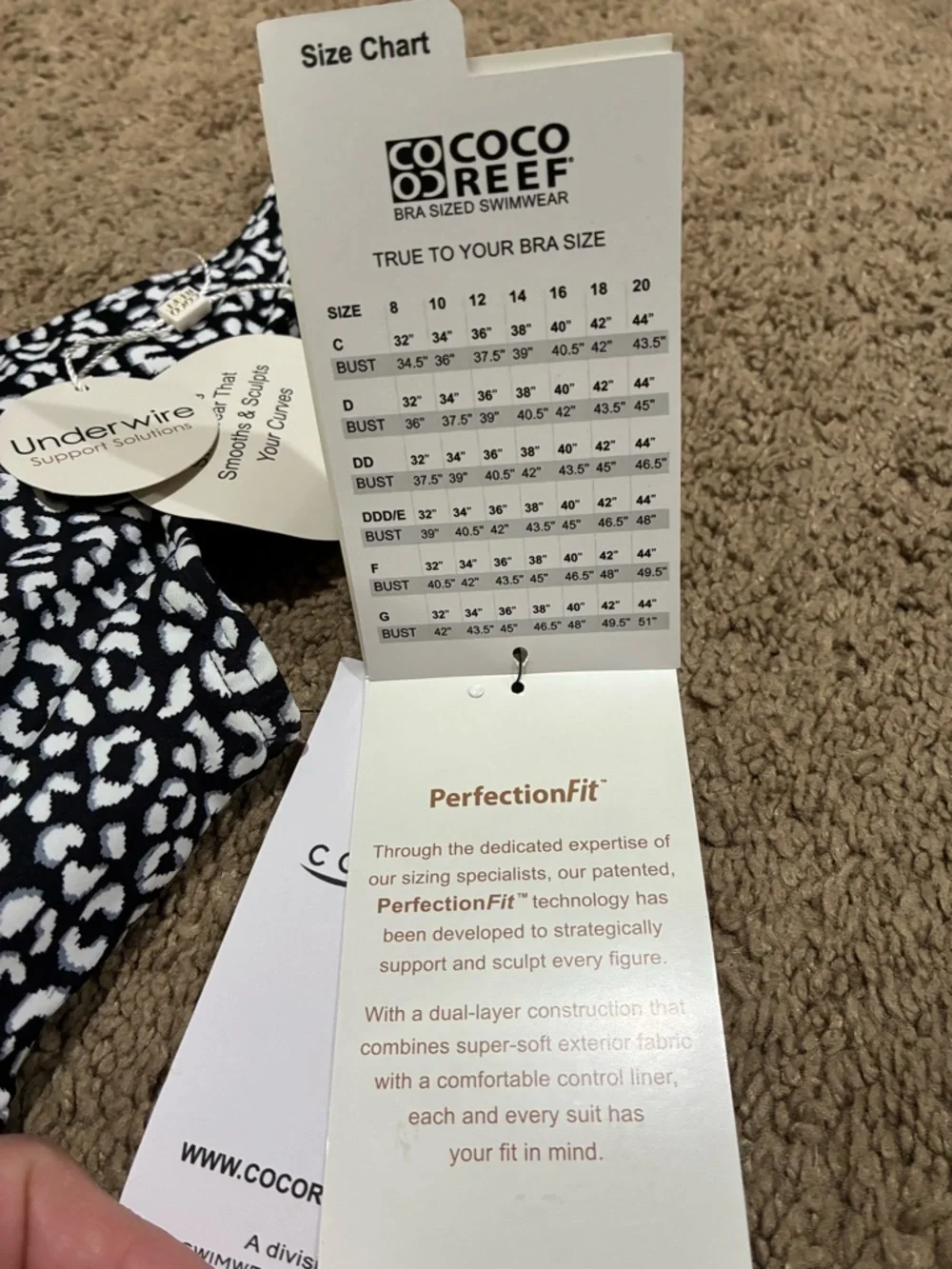 COCO REEF Contours Black Villa Cheetah Solitaire V-Neck Shapewear Swim Sz 14/38C - Picture 3 of 14
